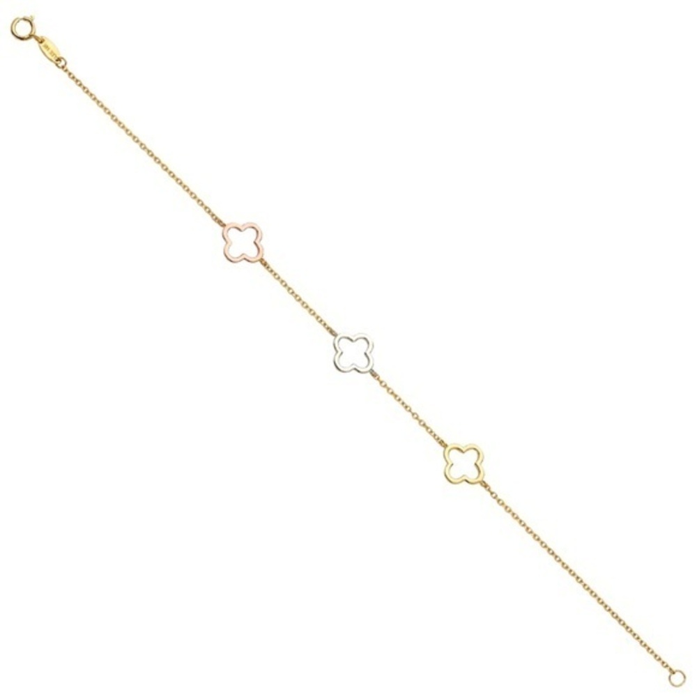Dainty 14k Gold Clover Bracelet 8 inches